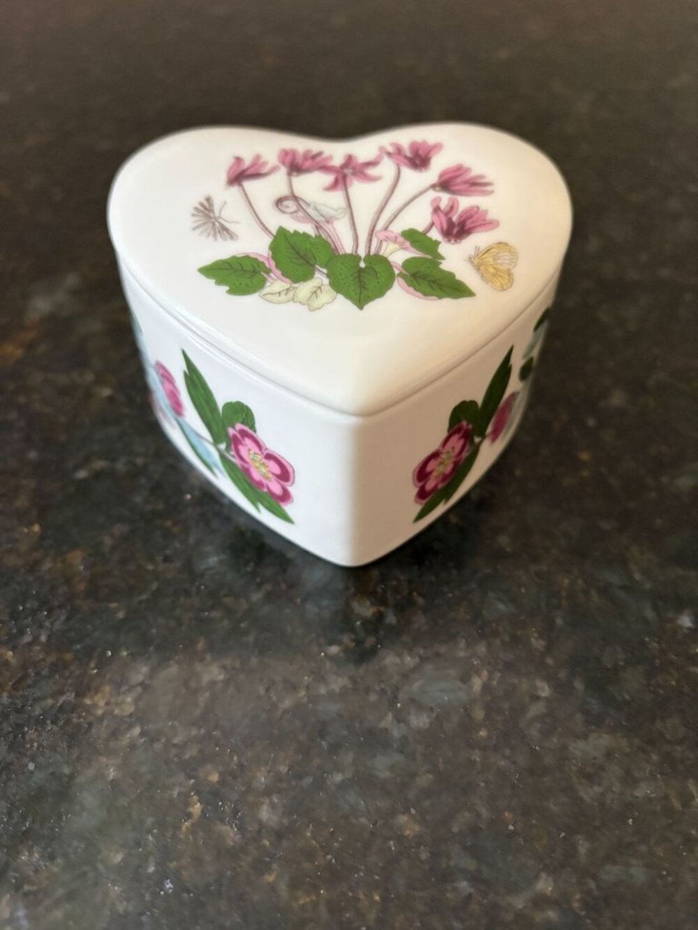 Portmeirion Botanic Garden Floral Motif, Heart Shaped Trinket Box